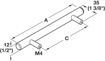 Bar Pull (1/2") 12 mm, Elemental Cabinet pull