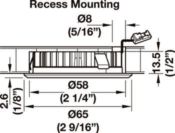 Recess Mounted Light, monochrome, Häfele Lighting LED 2059, aluminum, 12V
